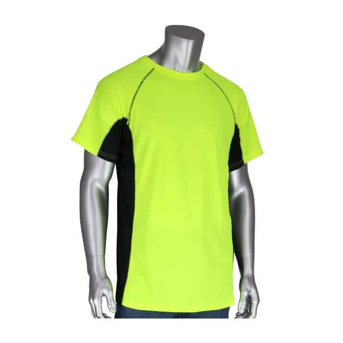 PIP Non-ANSI Short Sleeve 50  UPF Sun Protection, Insect Repellent Treatment and Black Trim Wicking T-Shirt Yellow Color Large Size - 1 EA