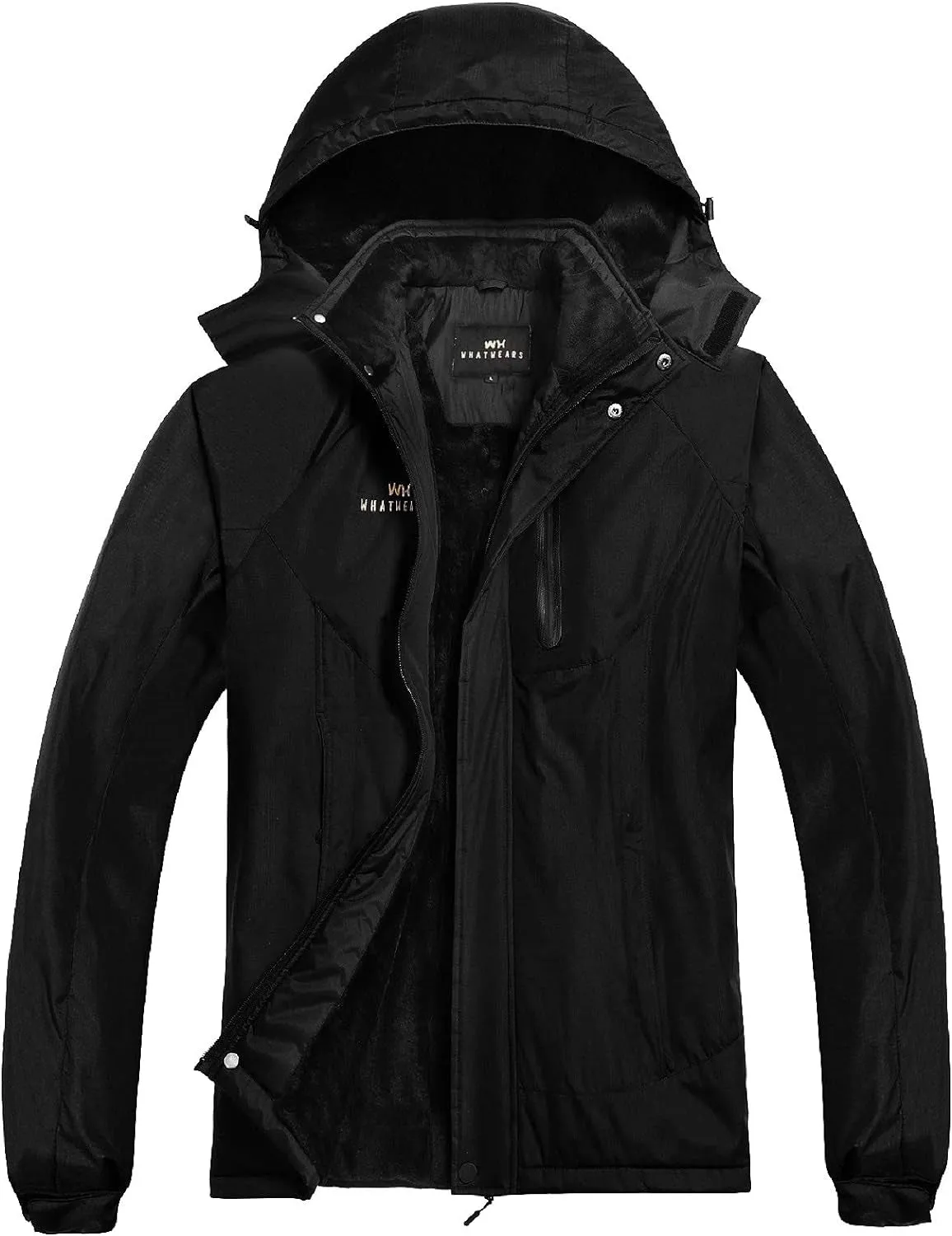 "Men's Waterproof Ski Jacket - Winter Warrior: Optimal Snow and Wind Protection, Hooded with Sleek Black Design"