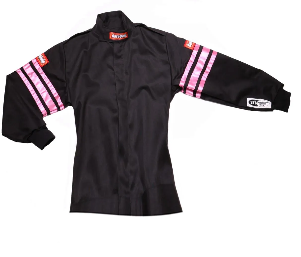 RaceQuip Single Layer Fire Suit Jacket - Black w/Pink Stripes - Kids Large - 1960895