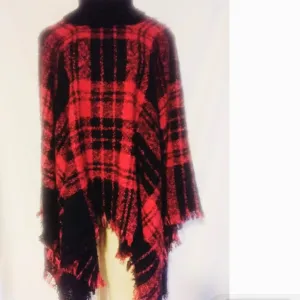 Red Plaid Poncho