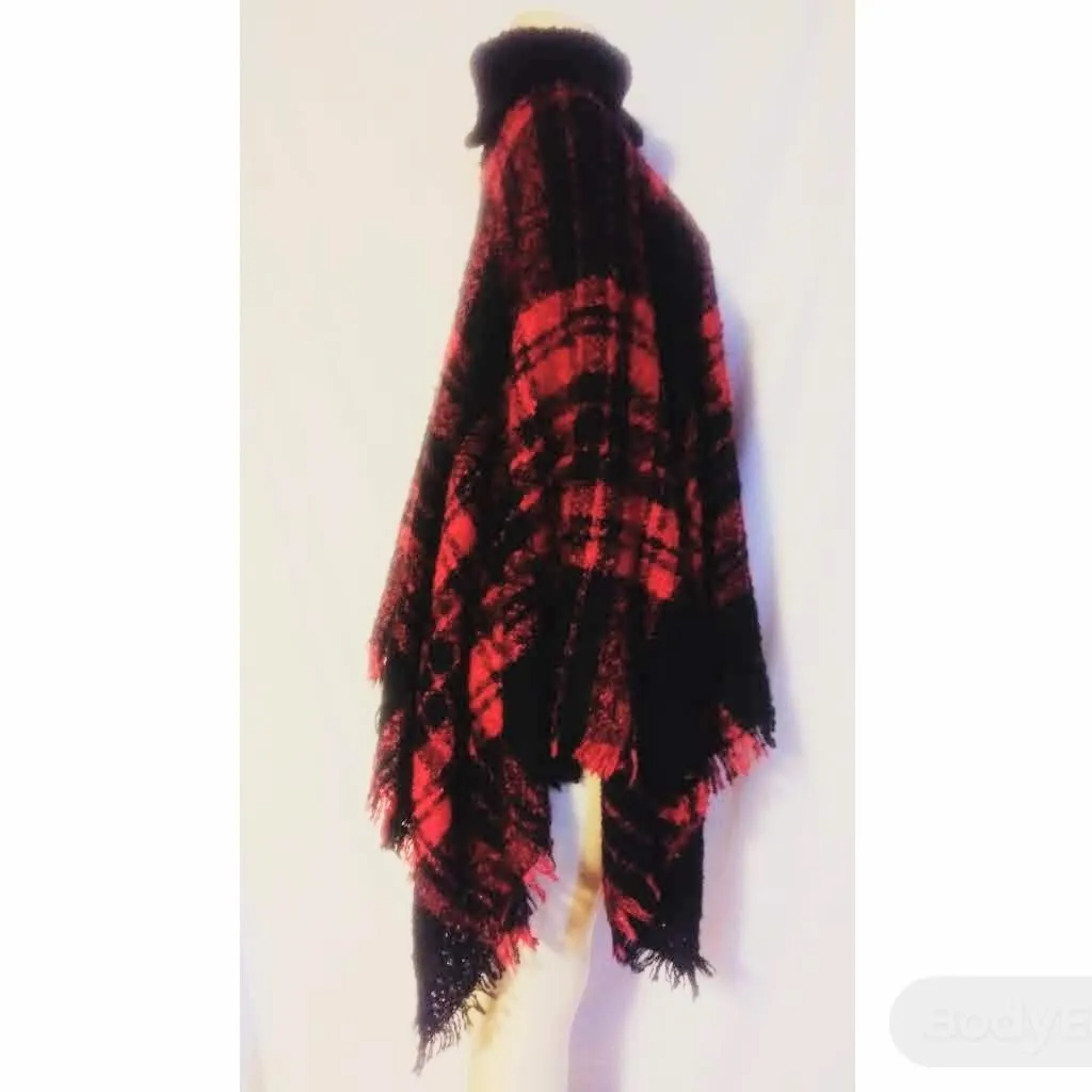 Red Plaid Poncho