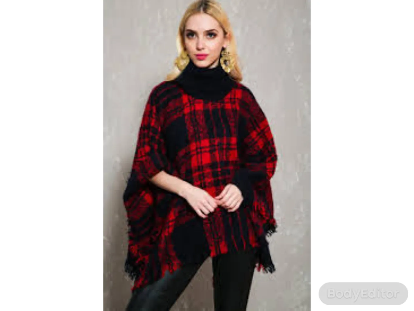 Red Plaid Poncho