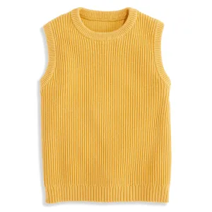 Ribbed Cashmere Blend Vest -- Goldenrod