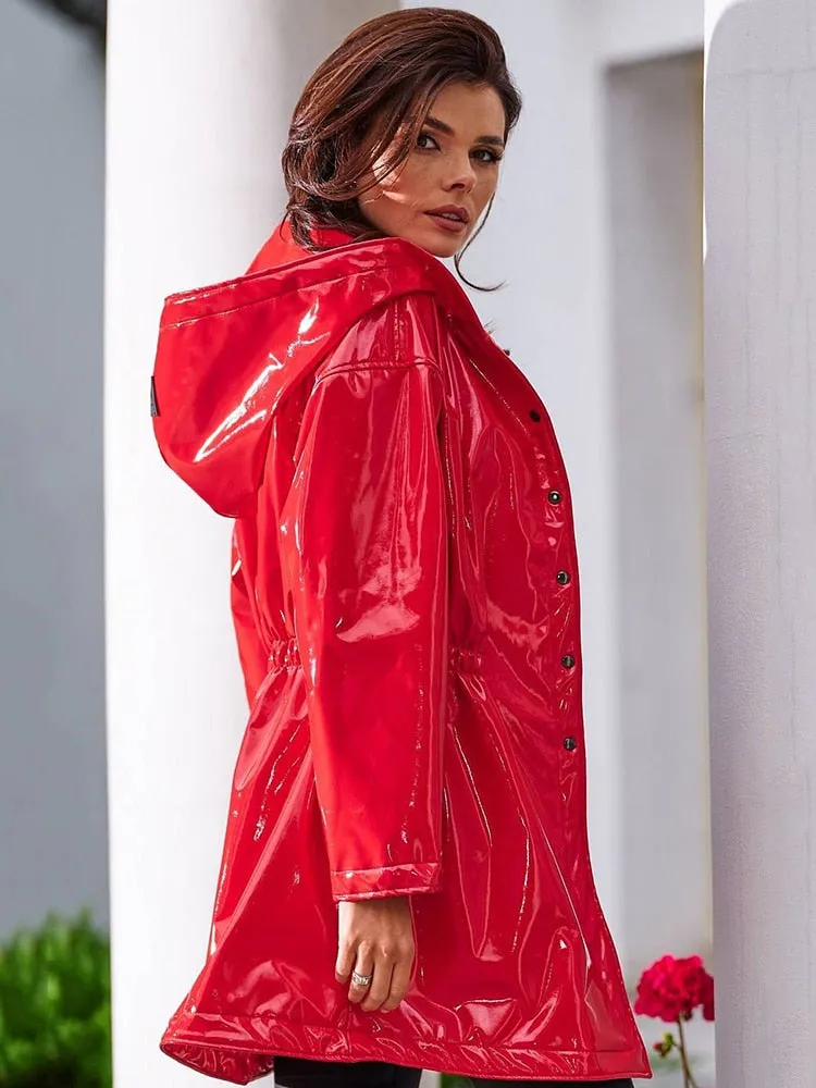 Shiny PVC Hood Raincoat