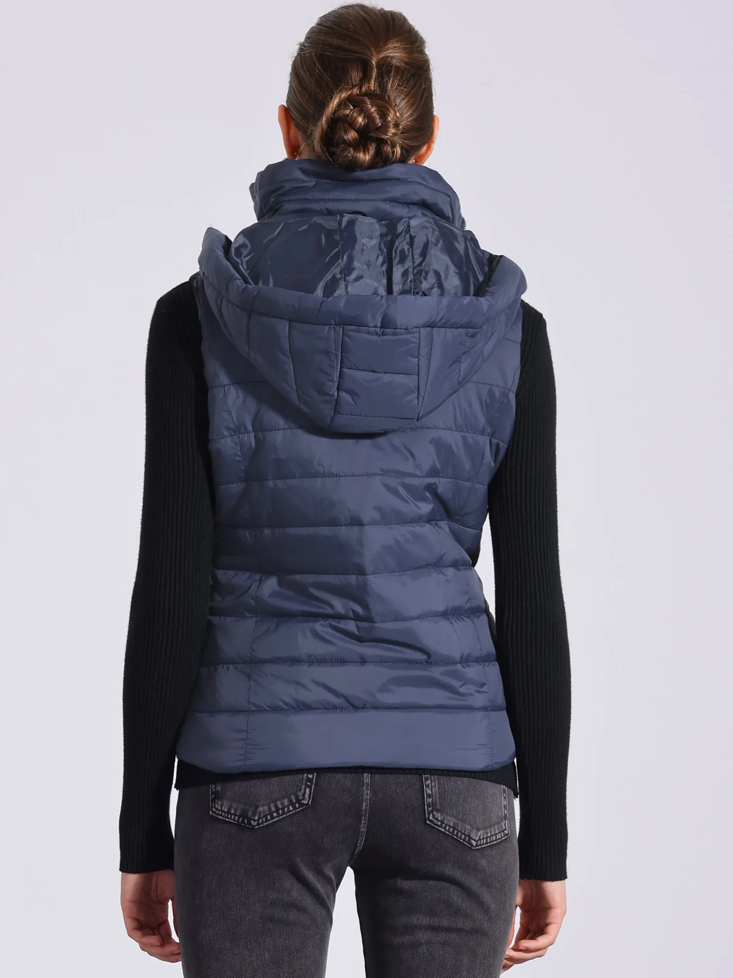 Sleeveless Zipper Winter Hoodie Quilted Jacket Vest