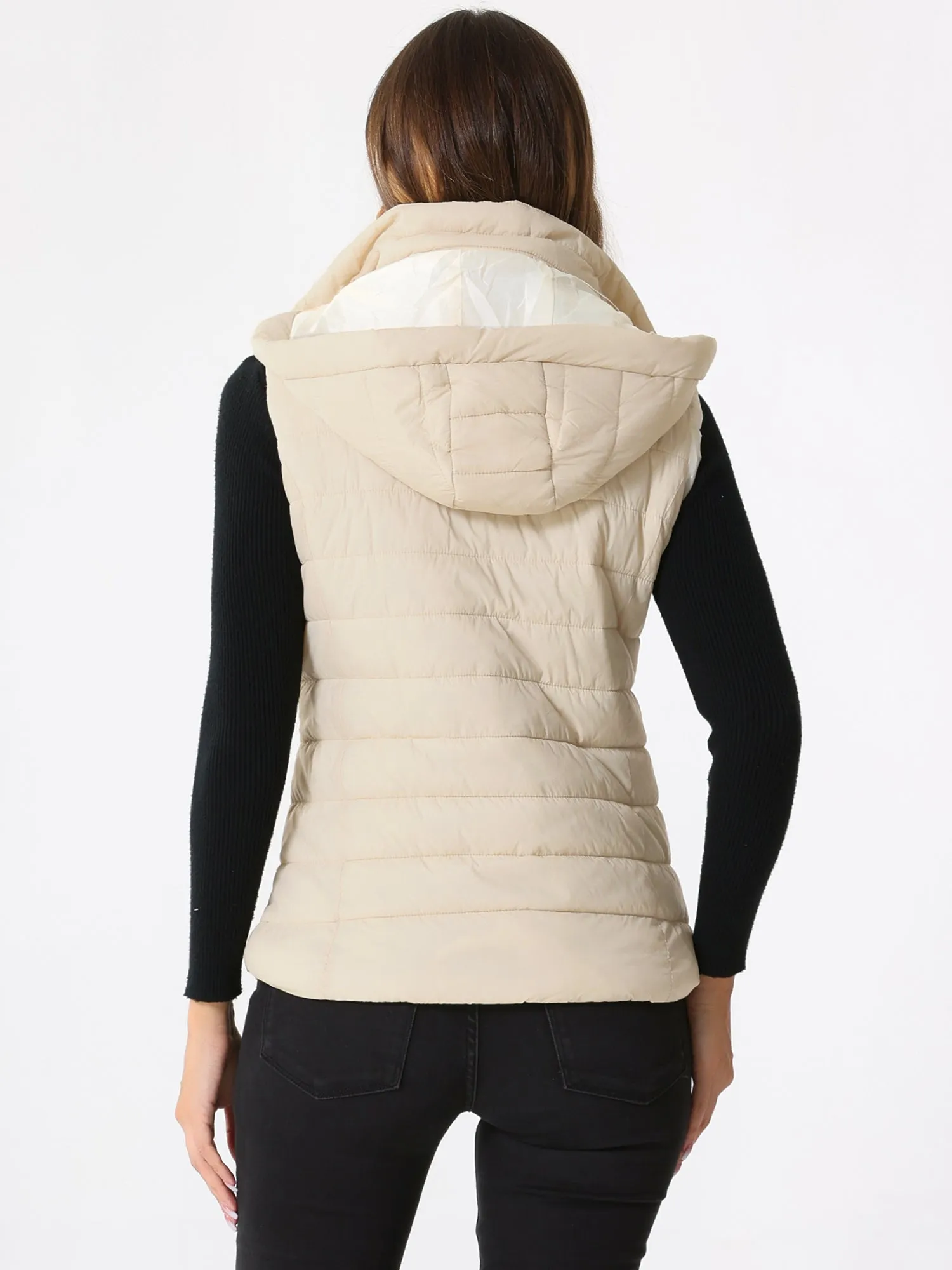 Sleeveless Zipper Winter Hoodie Quilted Jacket Vest