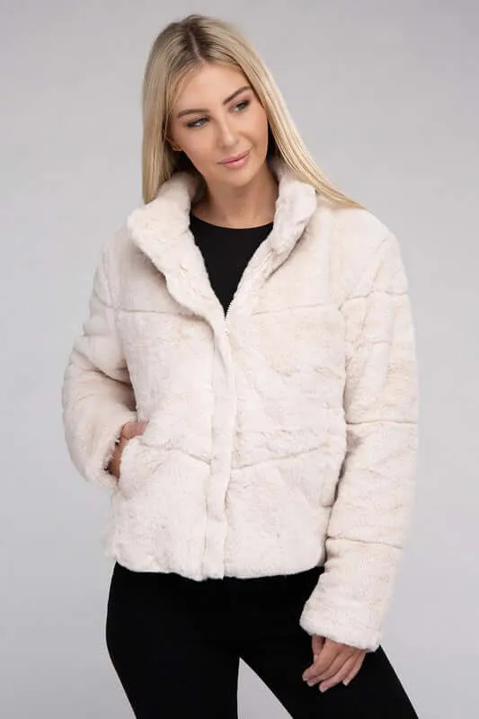 Soft Fluffy Zip-Up Sweater Jacket