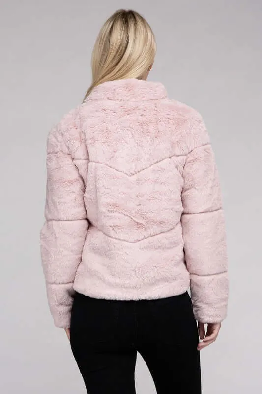 Soft Fluffy Zip-Up Sweater Jacket