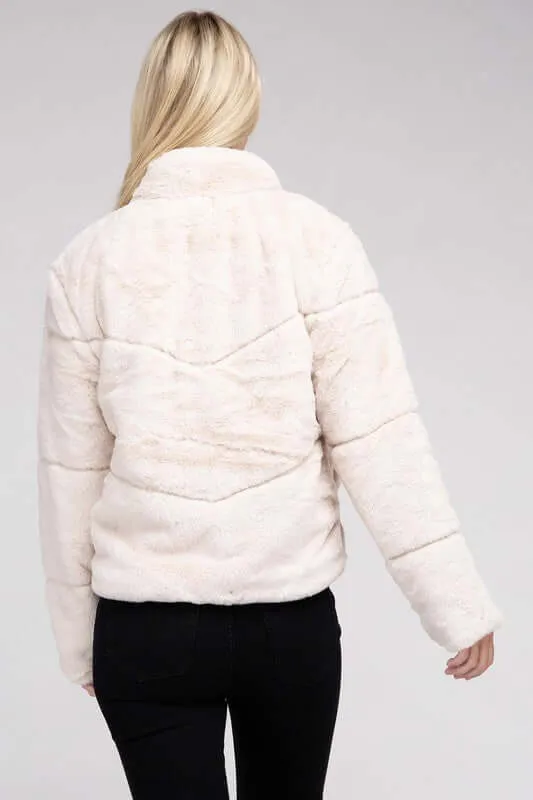 Soft Fluffy Zip-Up Sweater Jacket