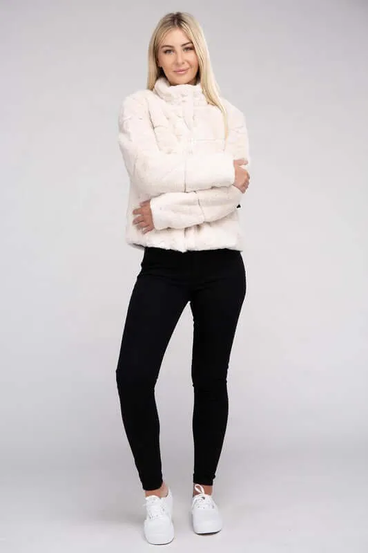 Soft Fluffy Zip-Up Sweater Jacket