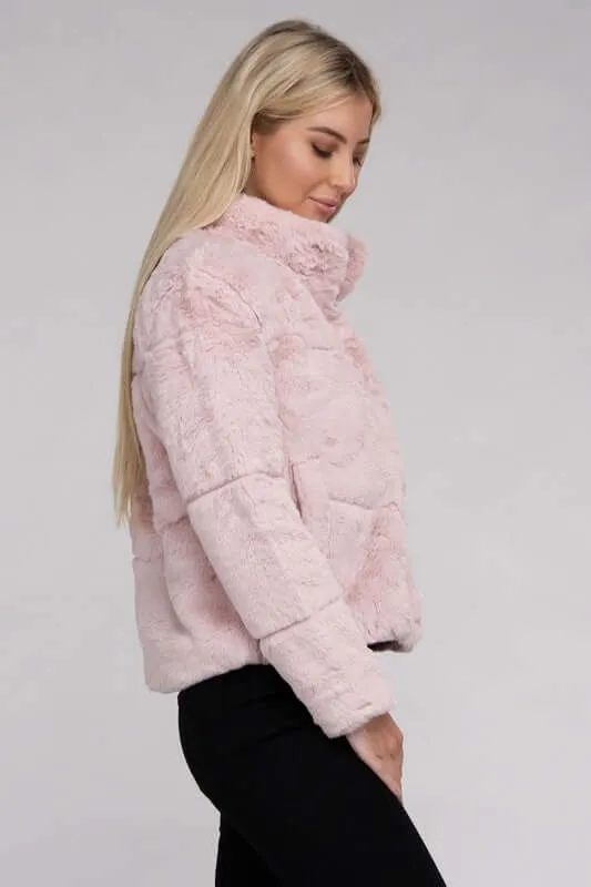 Soft Fluffy Zip-Up Sweater Jacket