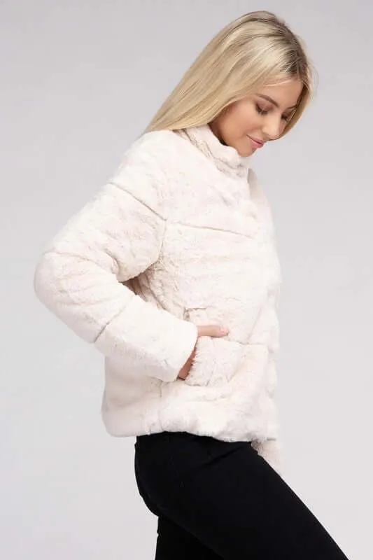 Soft Fluffy Zip-Up Sweater Jacket