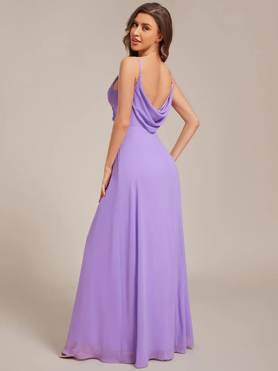 Sweetheart Draped Back Floor Length Bridesmaid Dress