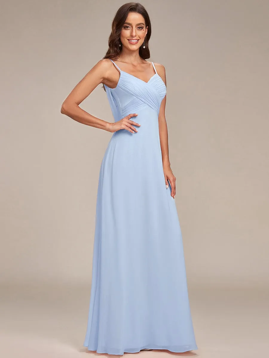 Sweetheart Draped Back Floor Length Bridesmaid Dress