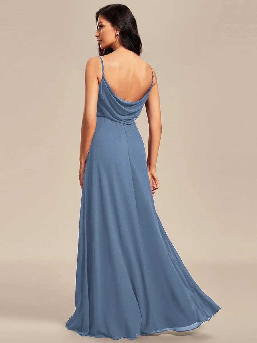 Sweetheart Draped Back Floor Length Bridesmaid Dress