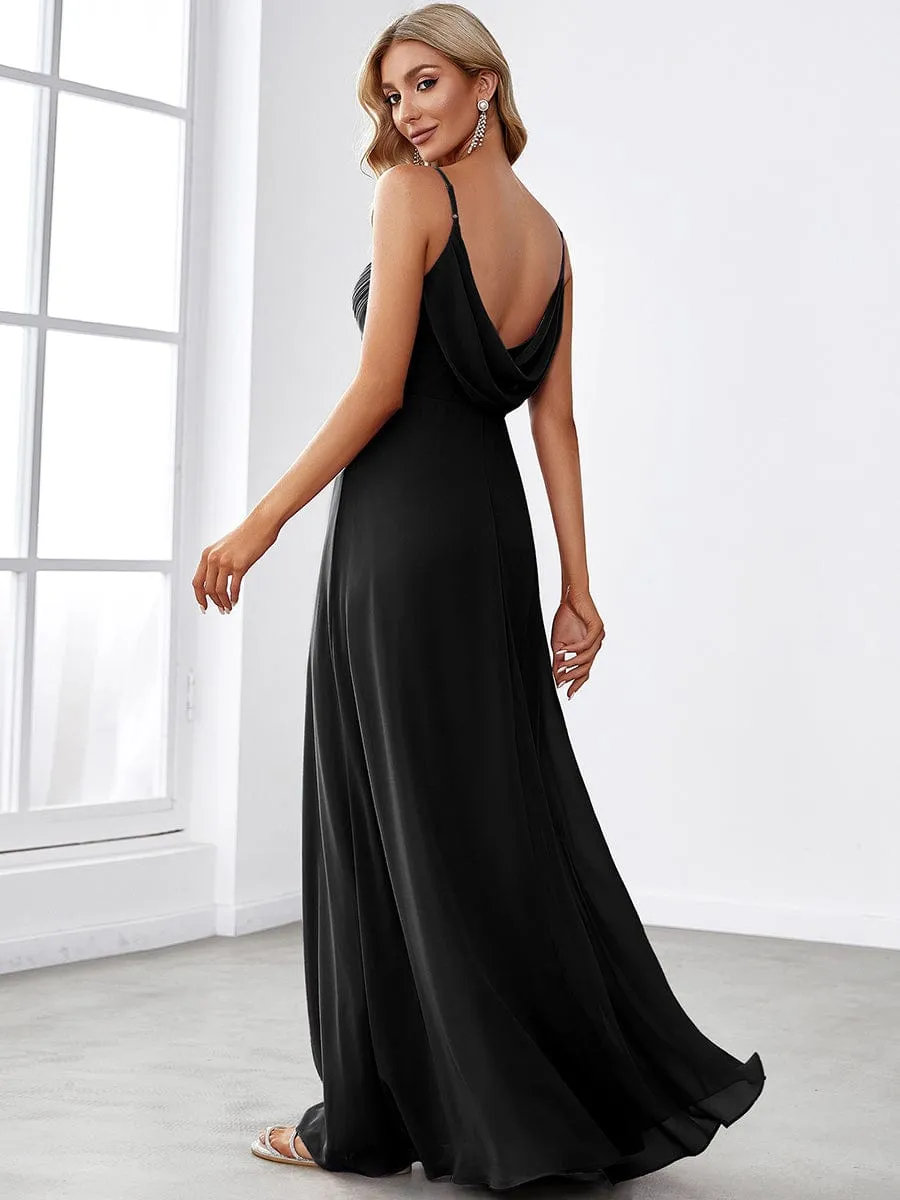 Sweetheart Draped Back Floor Length Bridesmaid Dress