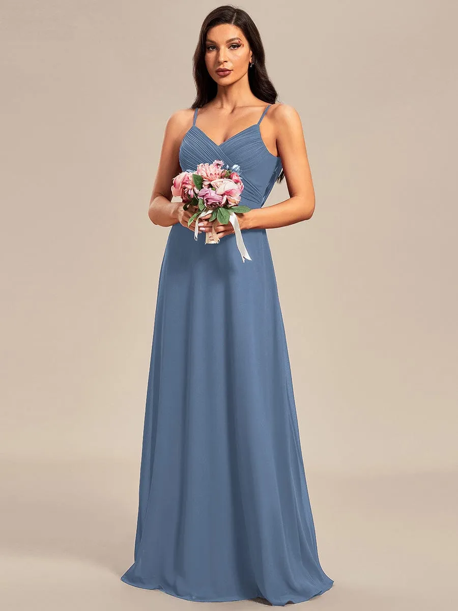 Sweetheart Draped Back Floor Length Bridesmaid Dress