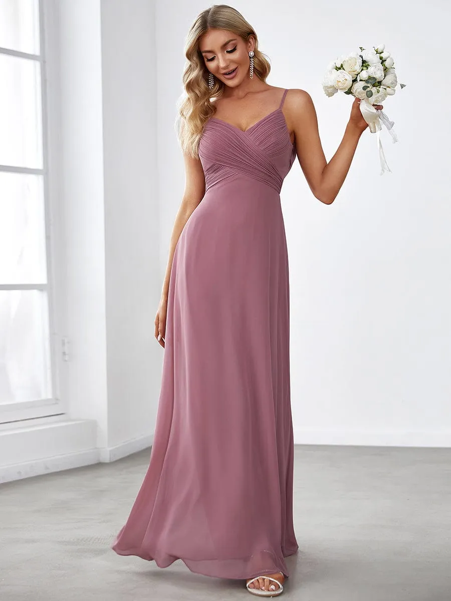 Sweetheart Draped Back Floor Length Bridesmaid Dress