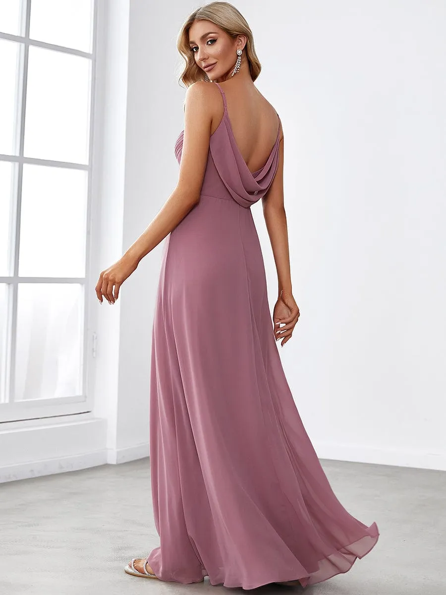 Sweetheart Draped Back Floor Length Bridesmaid Dress