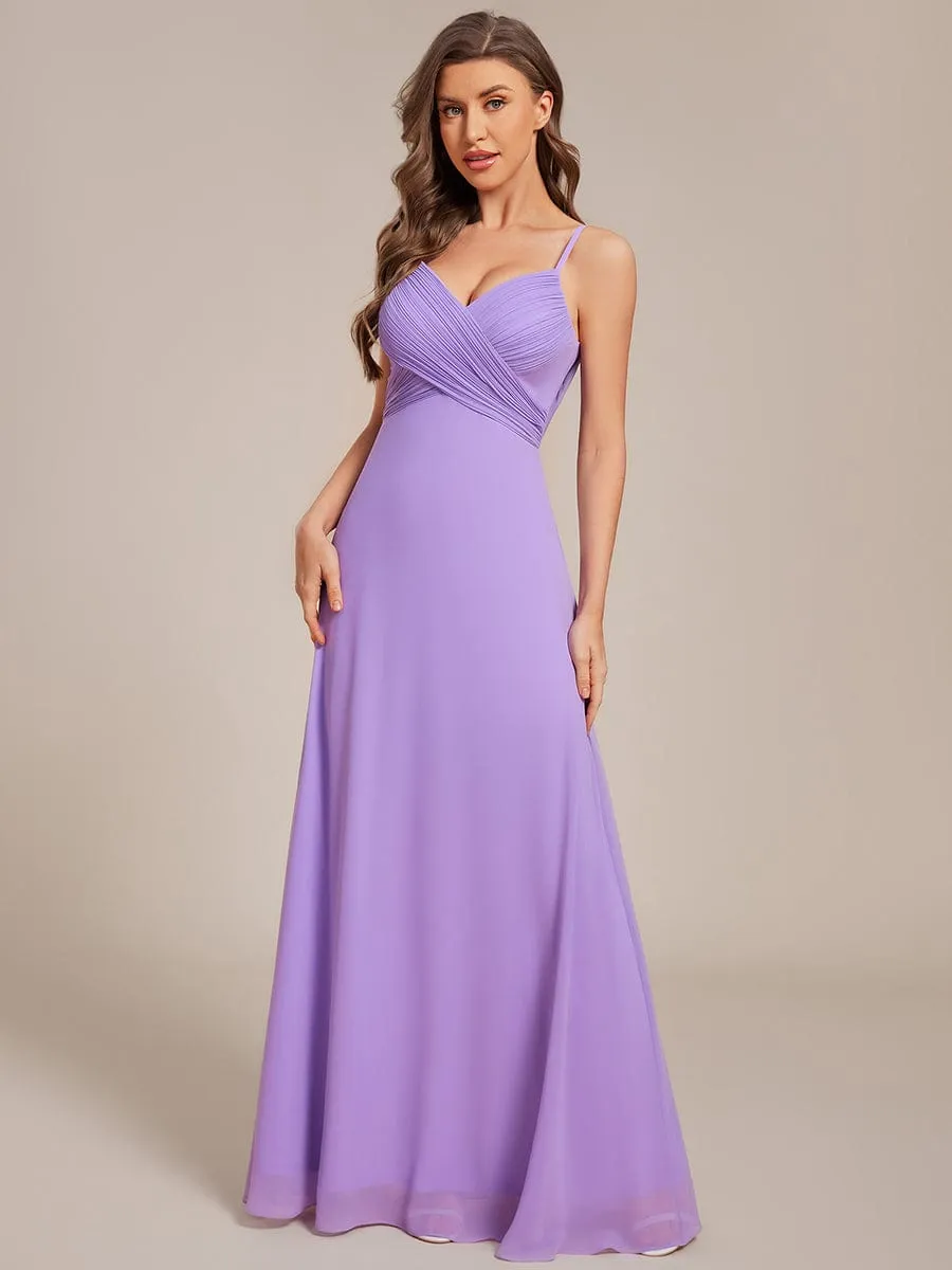 Sweetheart Draped Back Floor Length Bridesmaid Dress