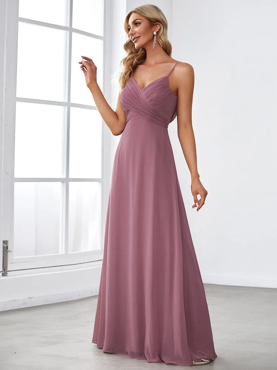 Sweetheart Draped Back Floor Length Bridesmaid Dress