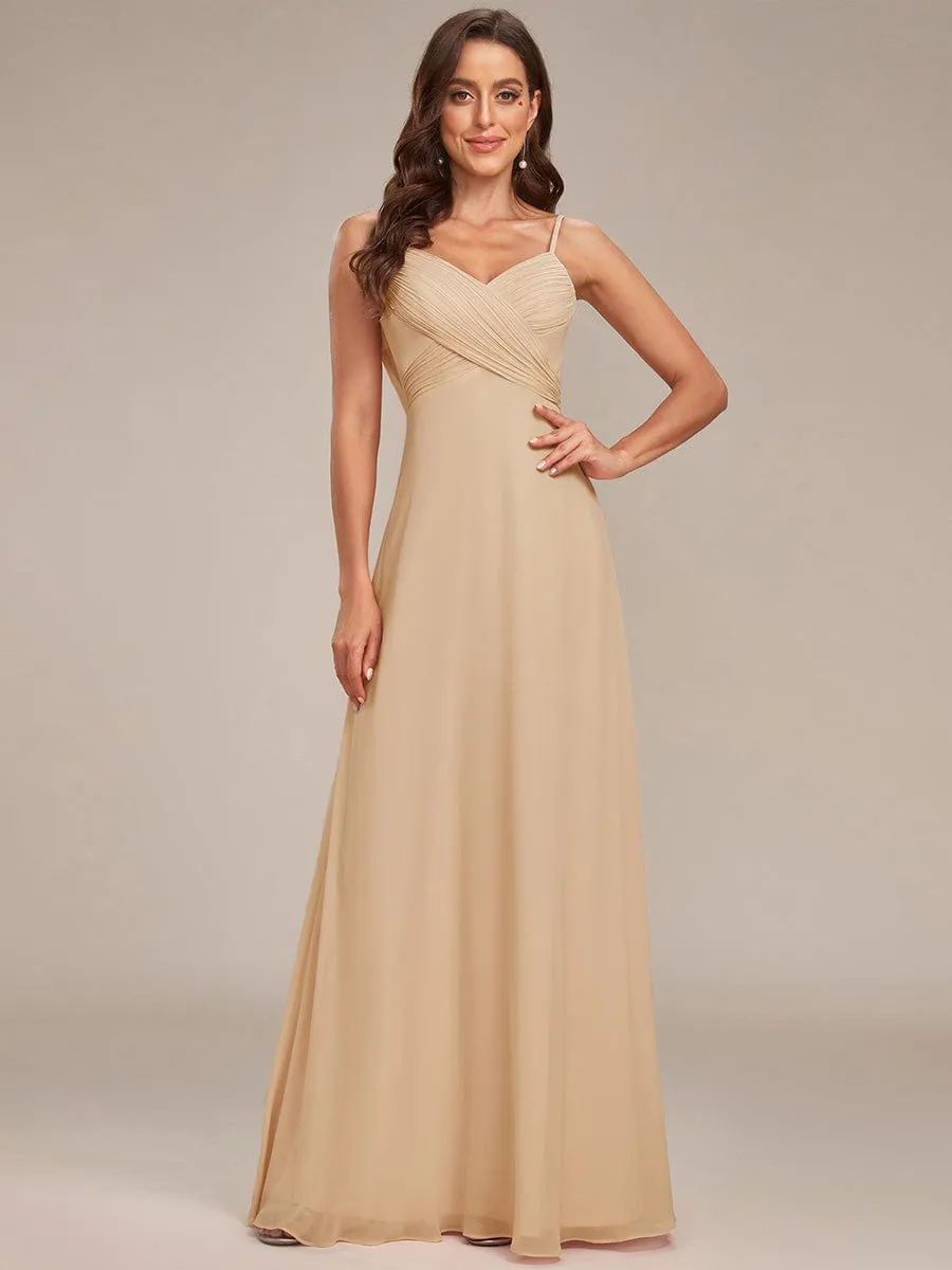 Sweetheart Draped Back Floor Length Bridesmaid Dress