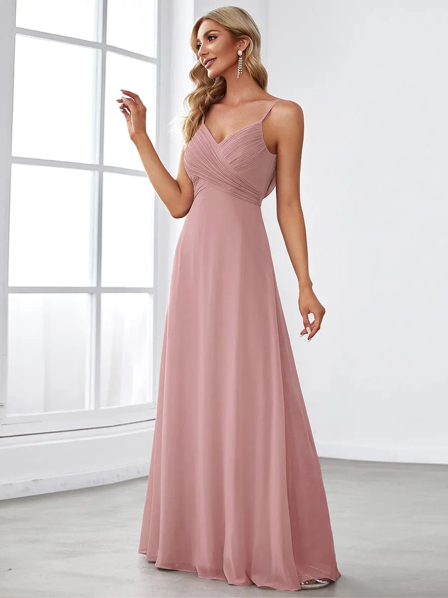 Sweetheart Draped Back Floor Length Bridesmaid Dress