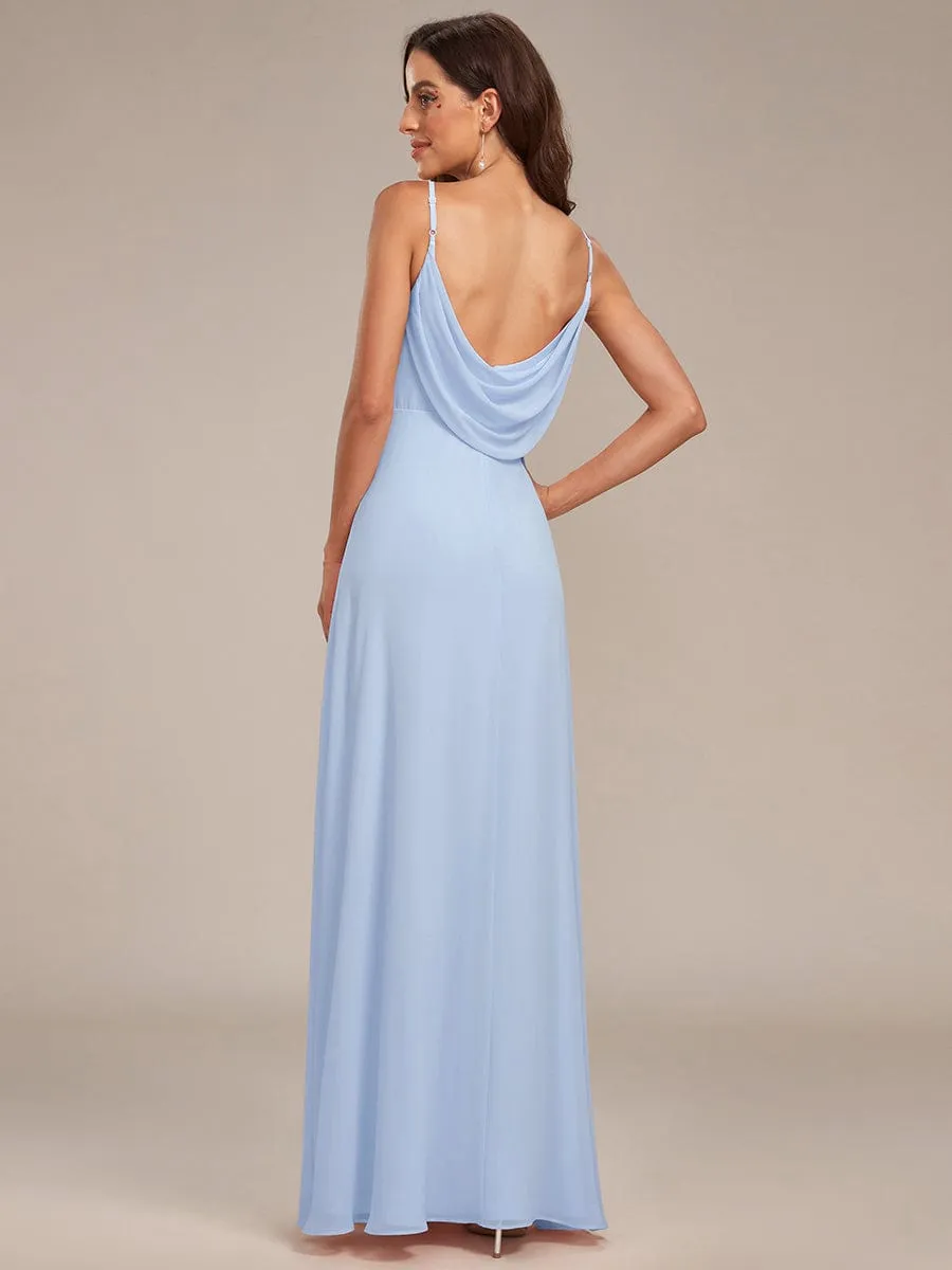 Sweetheart Draped Back Floor Length Bridesmaid Dress