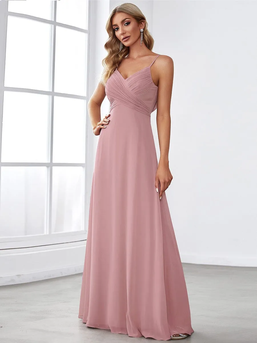 Sweetheart Draped Back Floor Length Bridesmaid Dress