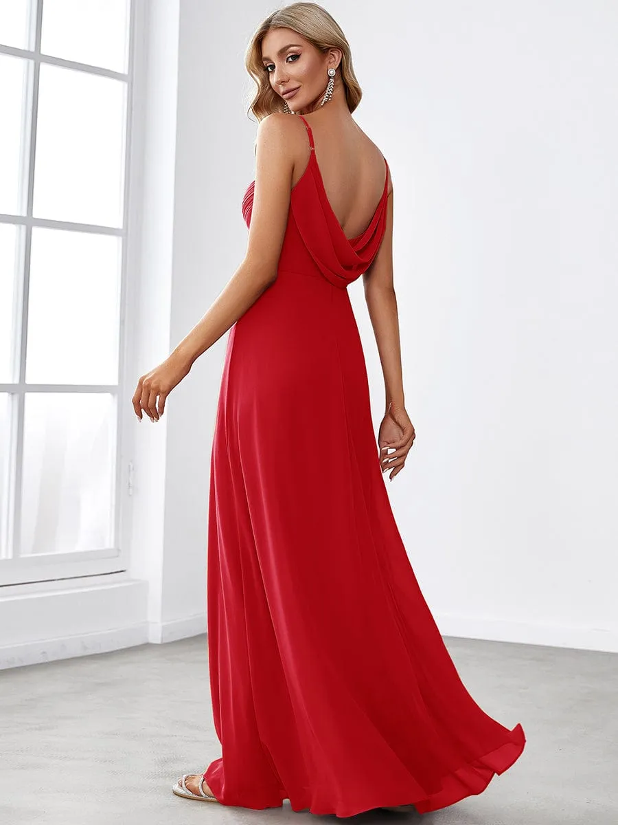 Sweetheart Draped Back Floor Length Bridesmaid Dress