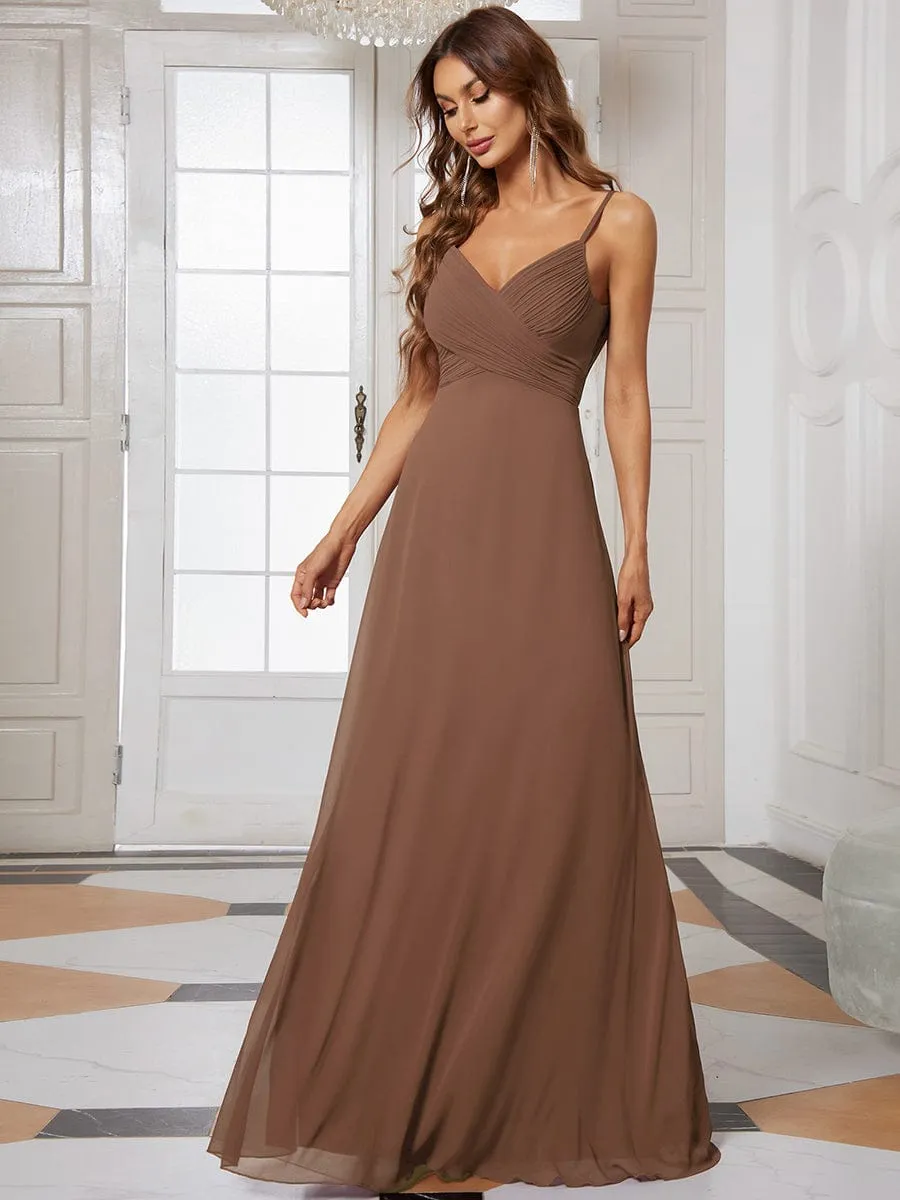 Sweetheart Draped Back Floor Length Bridesmaid Dress