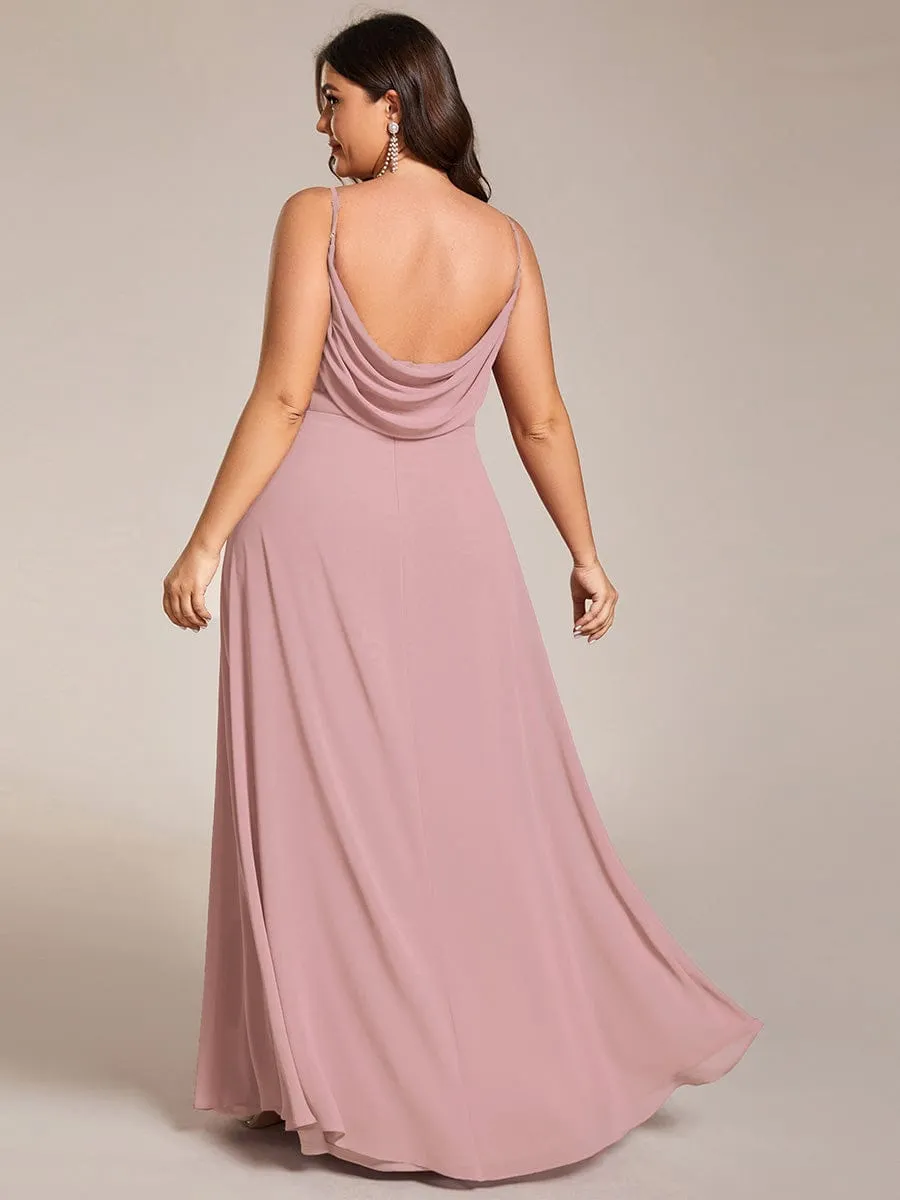 Sweetheart Draped Back Floor Length Bridesmaid Dress