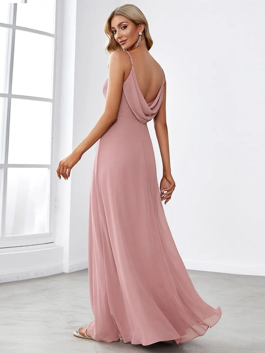 Sweetheart Draped Back Floor Length Bridesmaid Dress