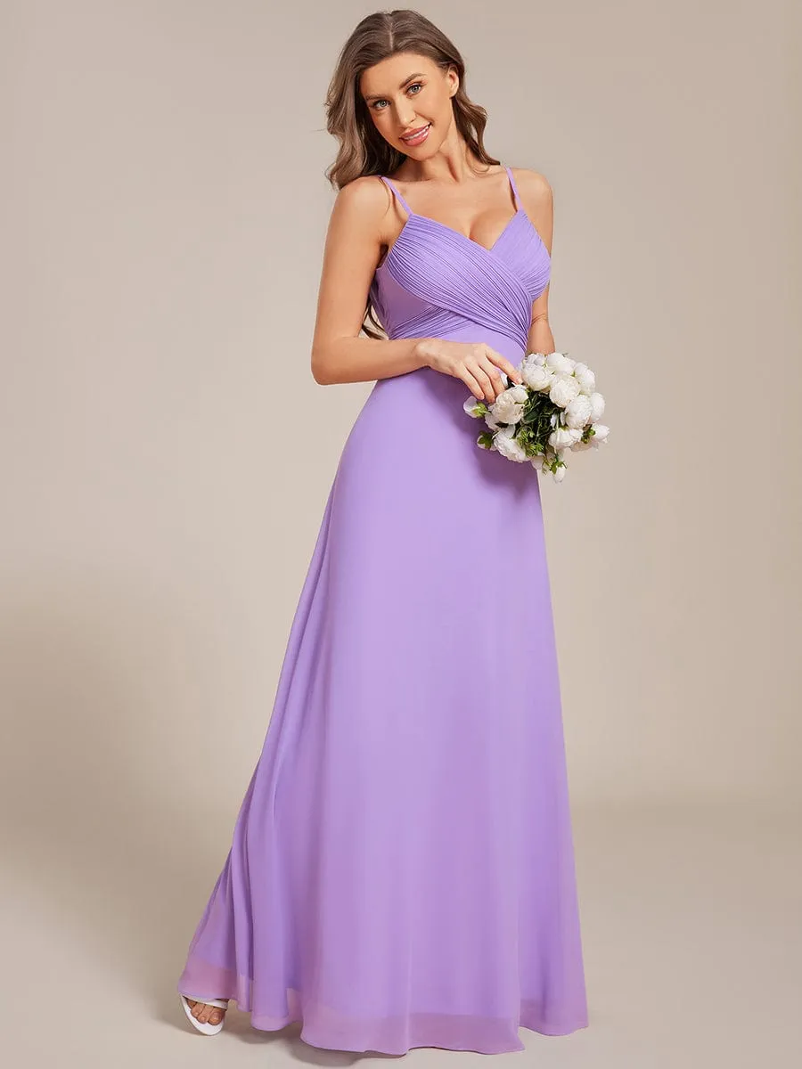 Sweetheart Draped Back Floor Length Bridesmaid Dress