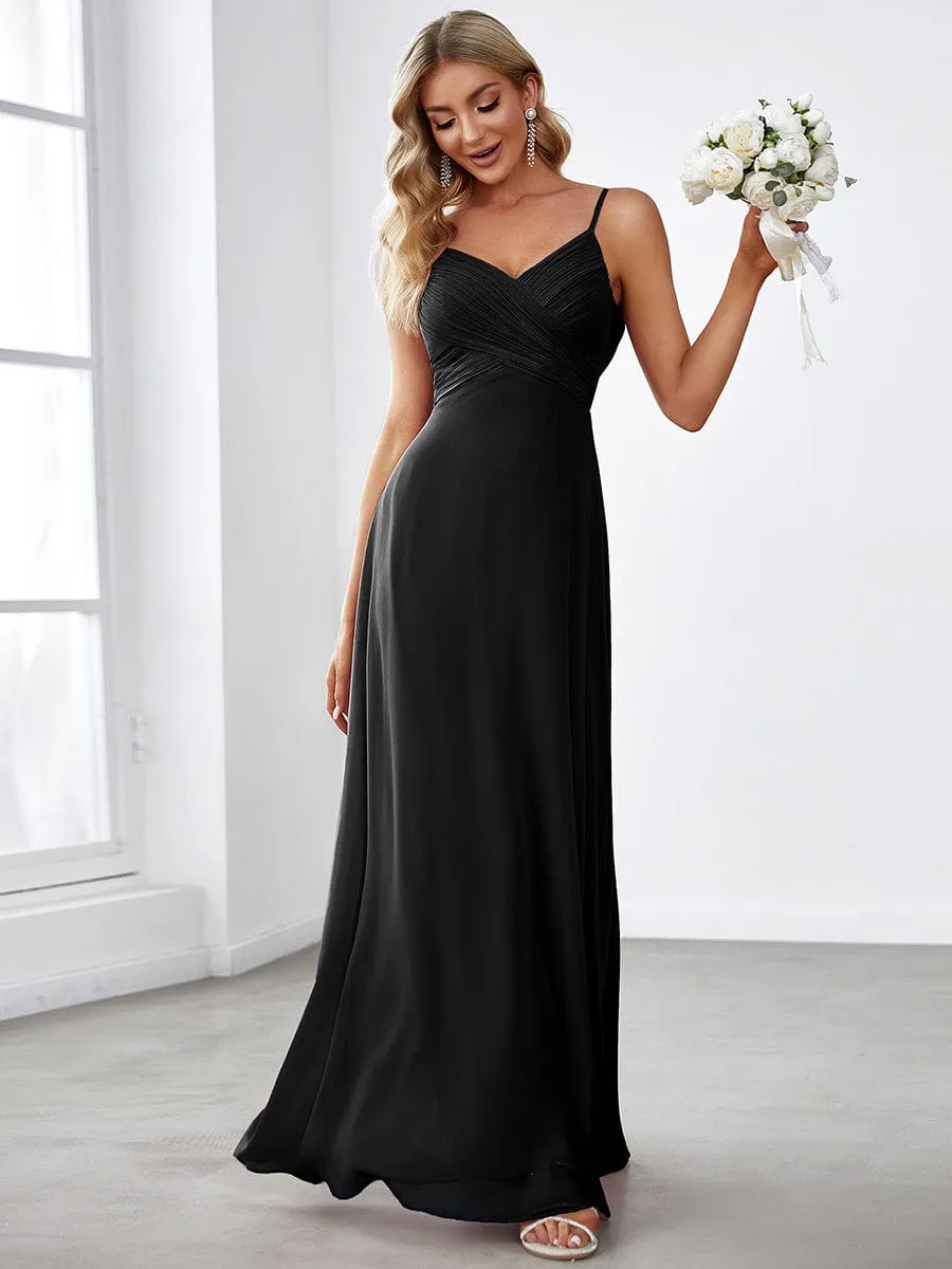 Sweetheart Draped Back Floor Length Bridesmaid Dress