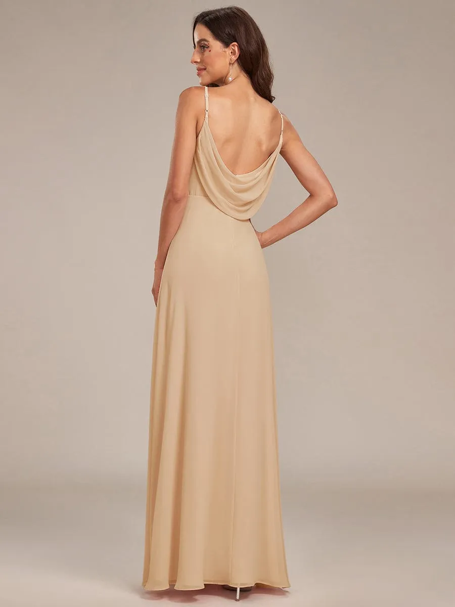 Sweetheart Draped Back Floor Length Bridesmaid Dress