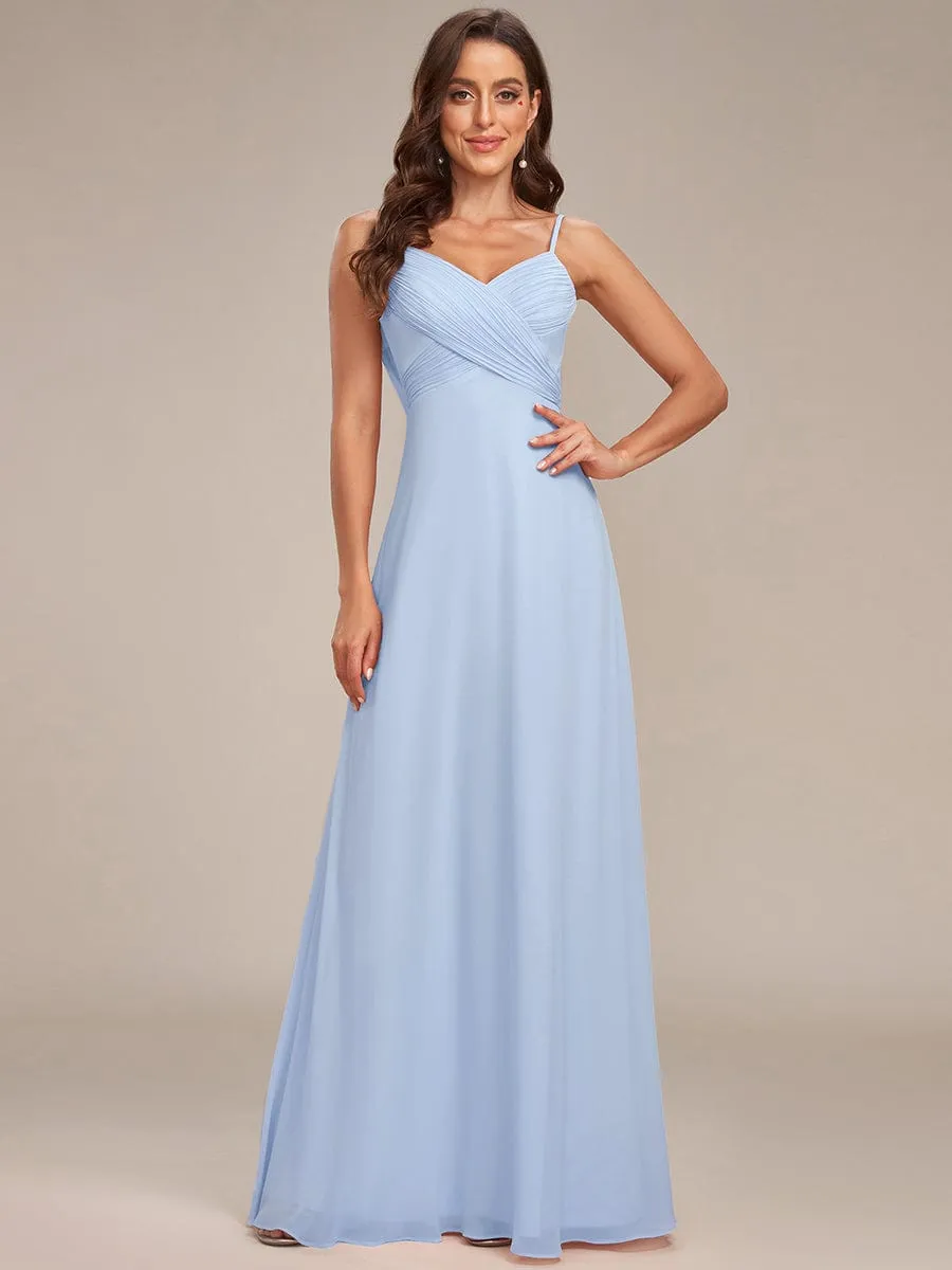 Sweetheart Draped Back Floor Length Bridesmaid Dress