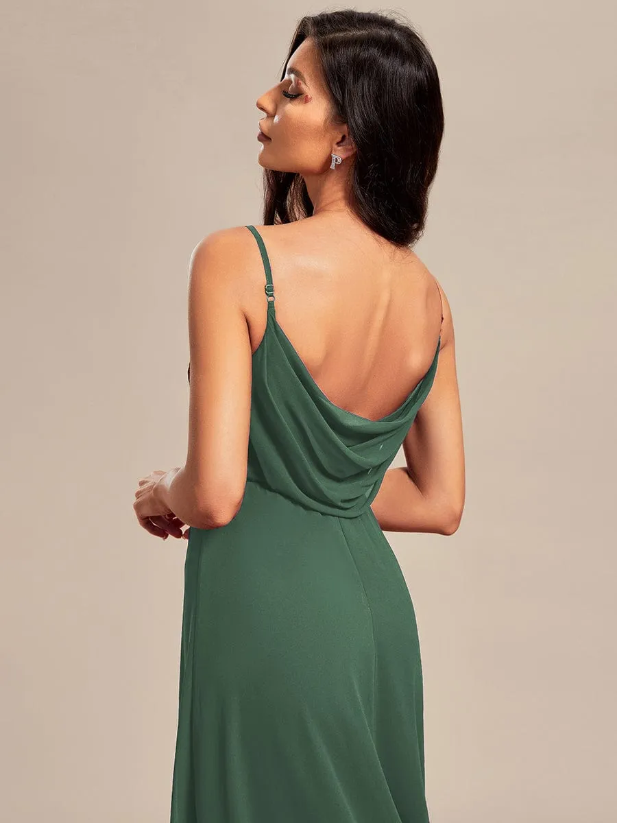 Sweetheart Draped Back Floor Length Bridesmaid Dress