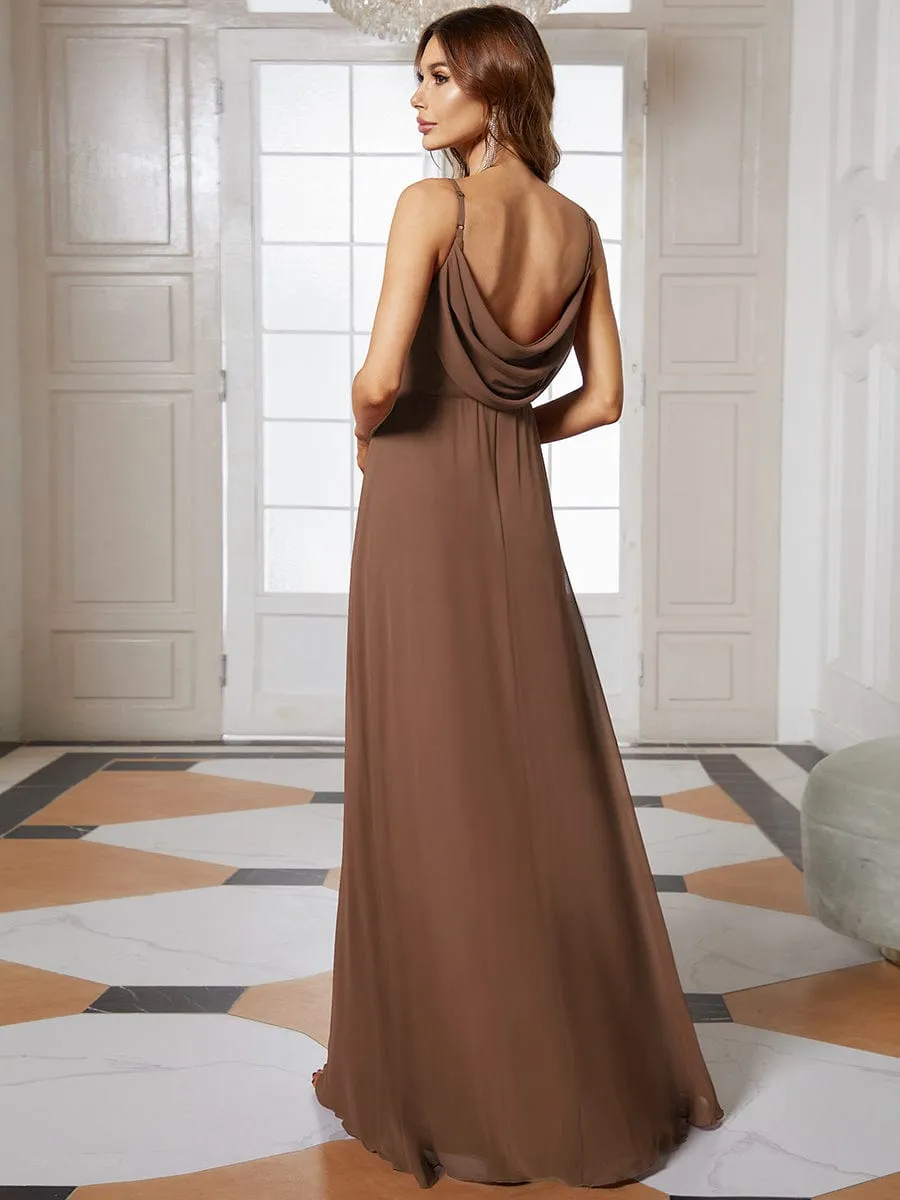 Sweetheart Draped Back Floor Length Bridesmaid Dress