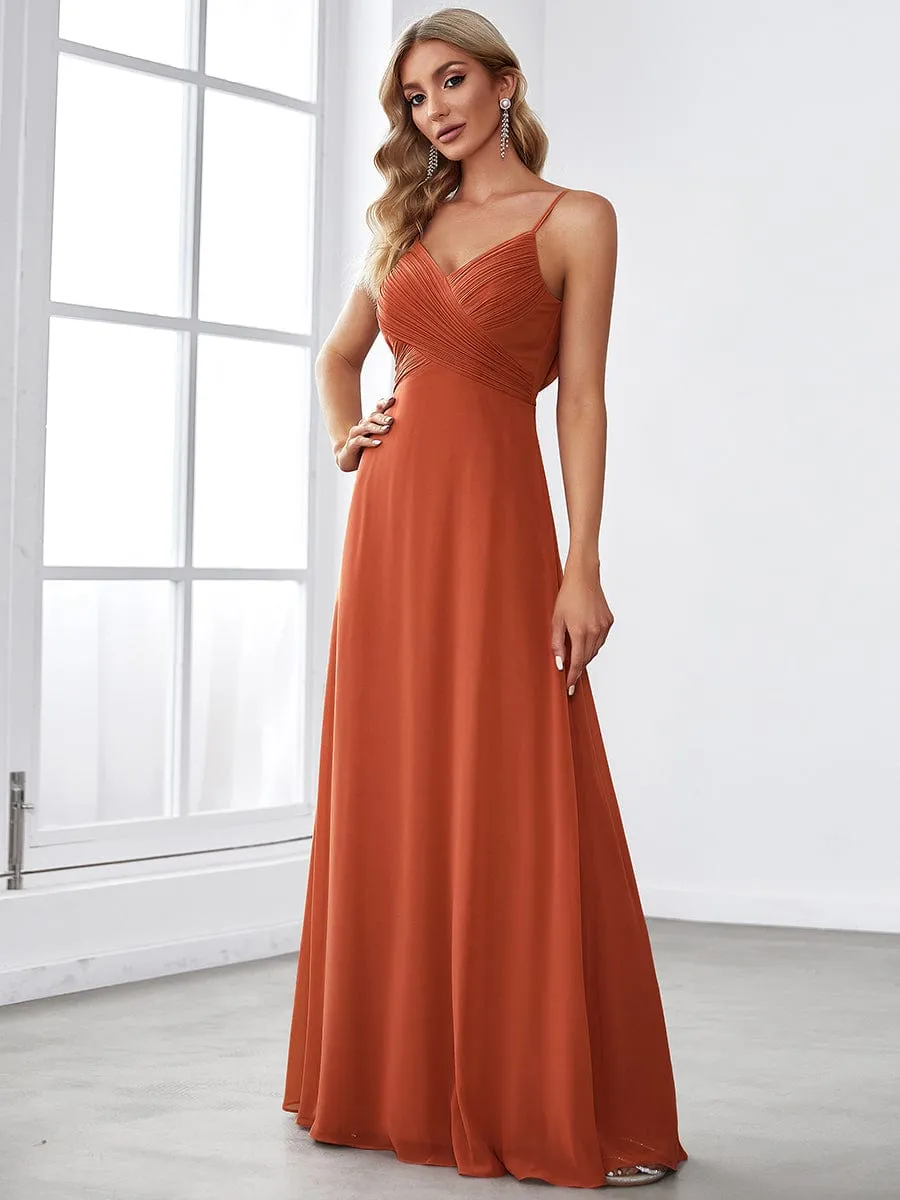 Sweetheart Draped Back Floor Length Bridesmaid Dress