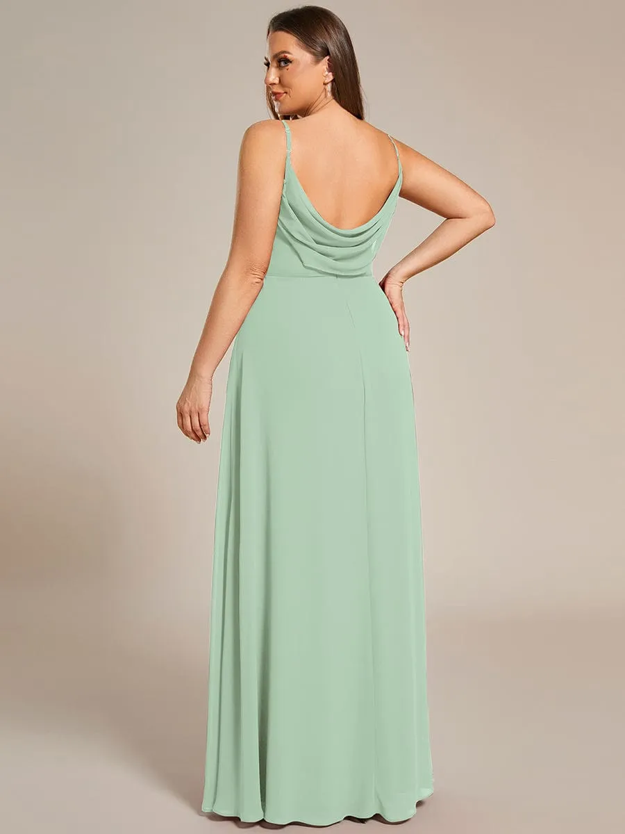 Sweetheart Draped Back Floor Length Bridesmaid Dress