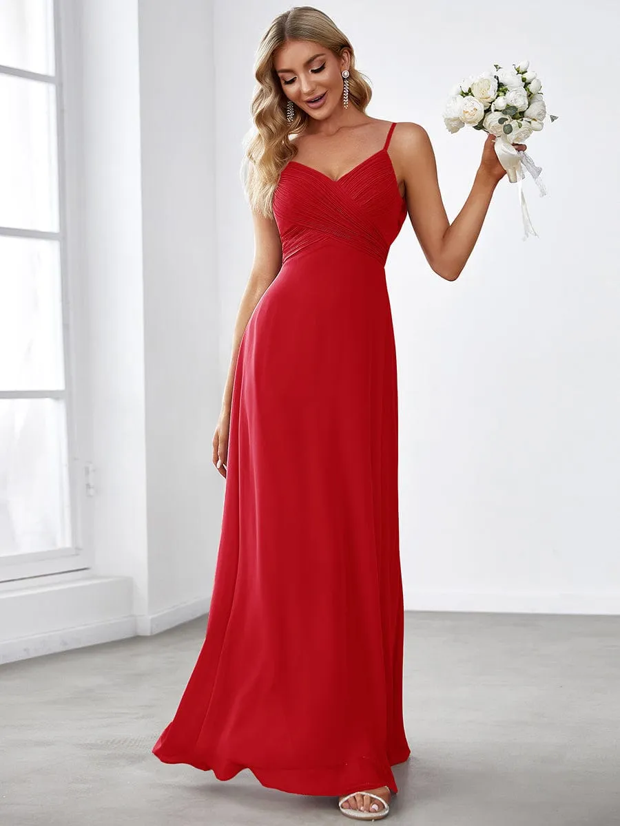 Sweetheart Draped Back Floor Length Bridesmaid Dress