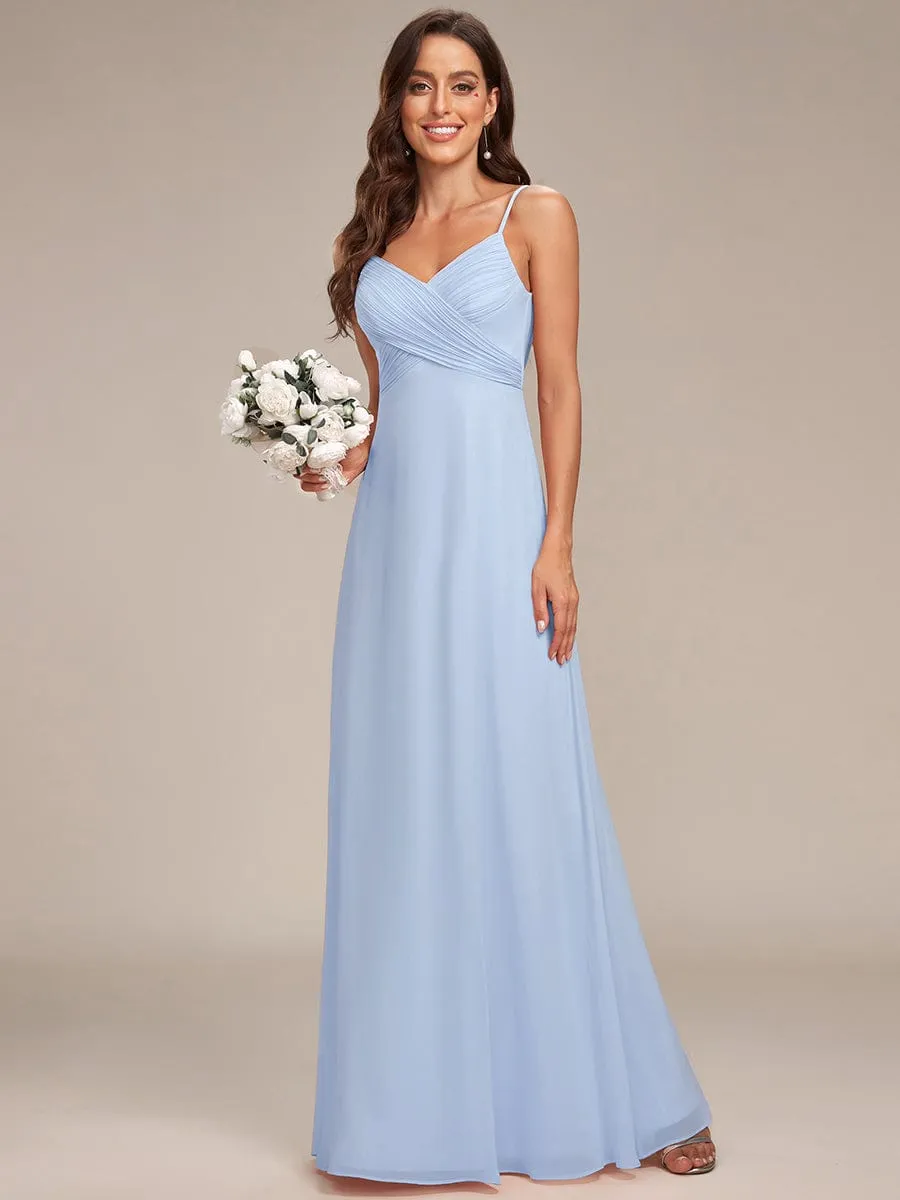 Sweetheart Draped Back Floor Length Bridesmaid Dress