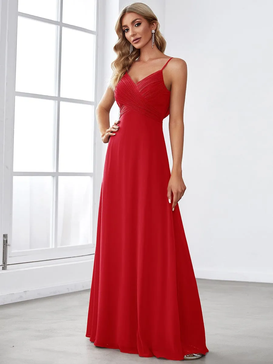 Sweetheart Draped Back Floor Length Bridesmaid Dress