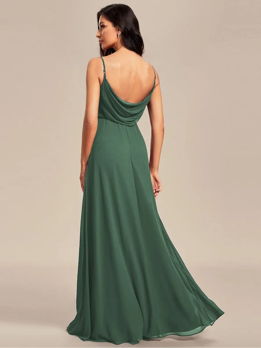 Sweetheart Draped Back Floor Length Bridesmaid Dress