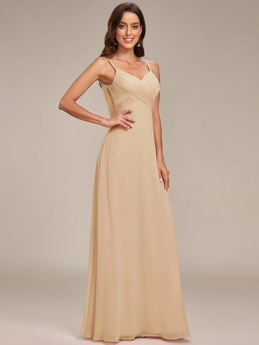 Sweetheart Draped Back Floor Length Bridesmaid Dress