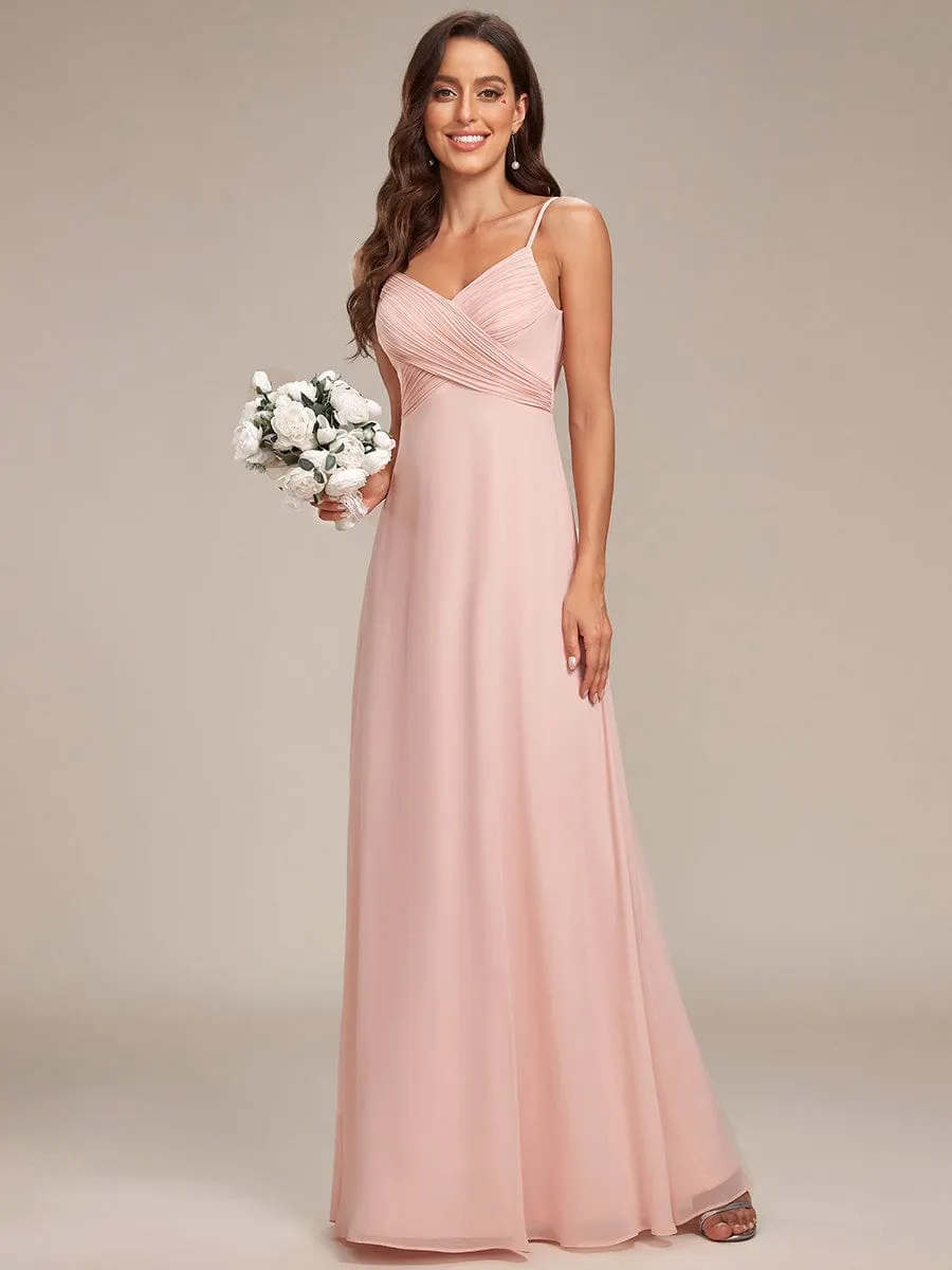 Sweetheart Draped Back Floor Length Bridesmaid Dress