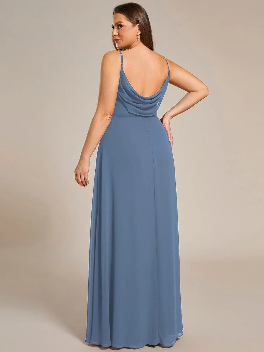 Sweetheart Draped Back Floor Length Bridesmaid Dress