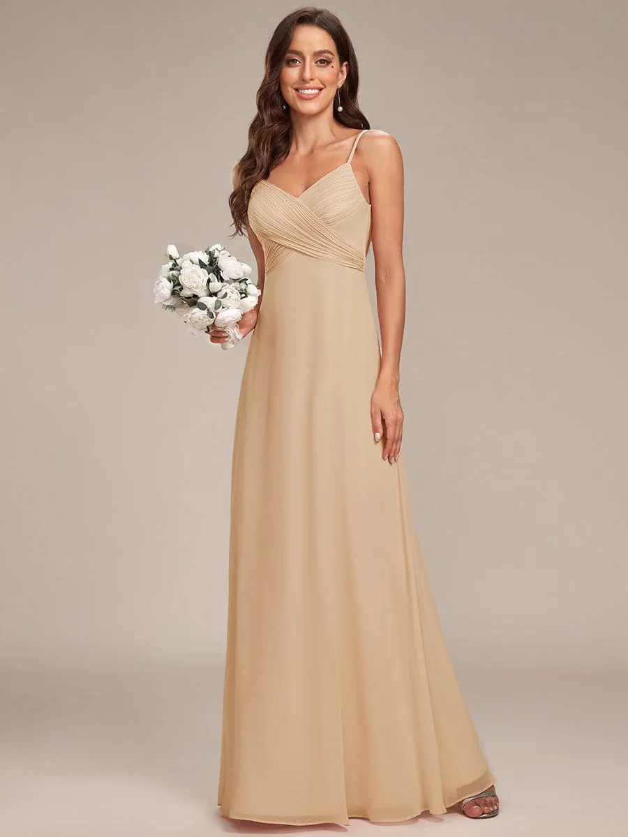 Sweetheart Draped Back Floor Length Bridesmaid Dress