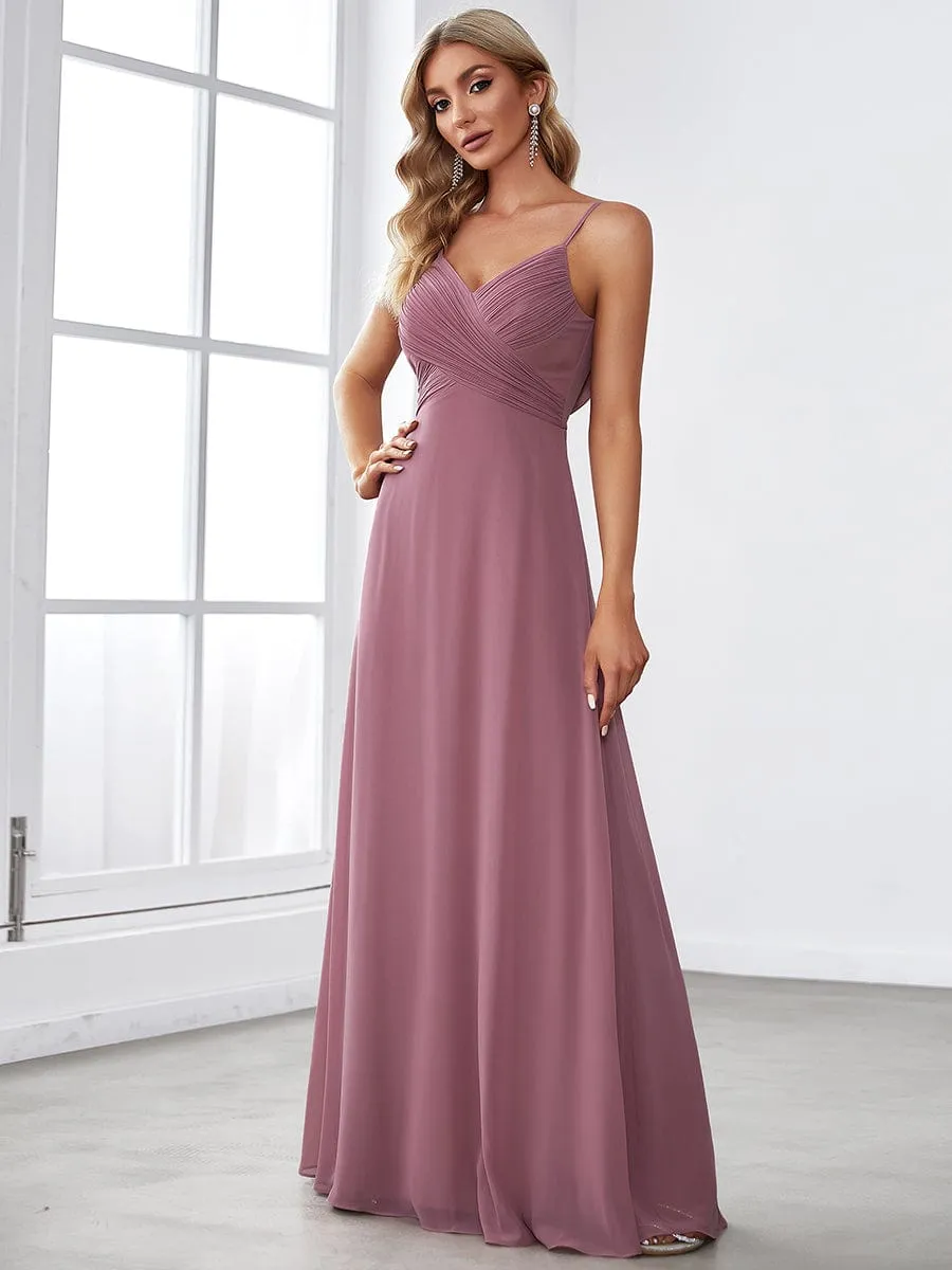 Sweetheart Draped Back Floor Length Bridesmaid Dress